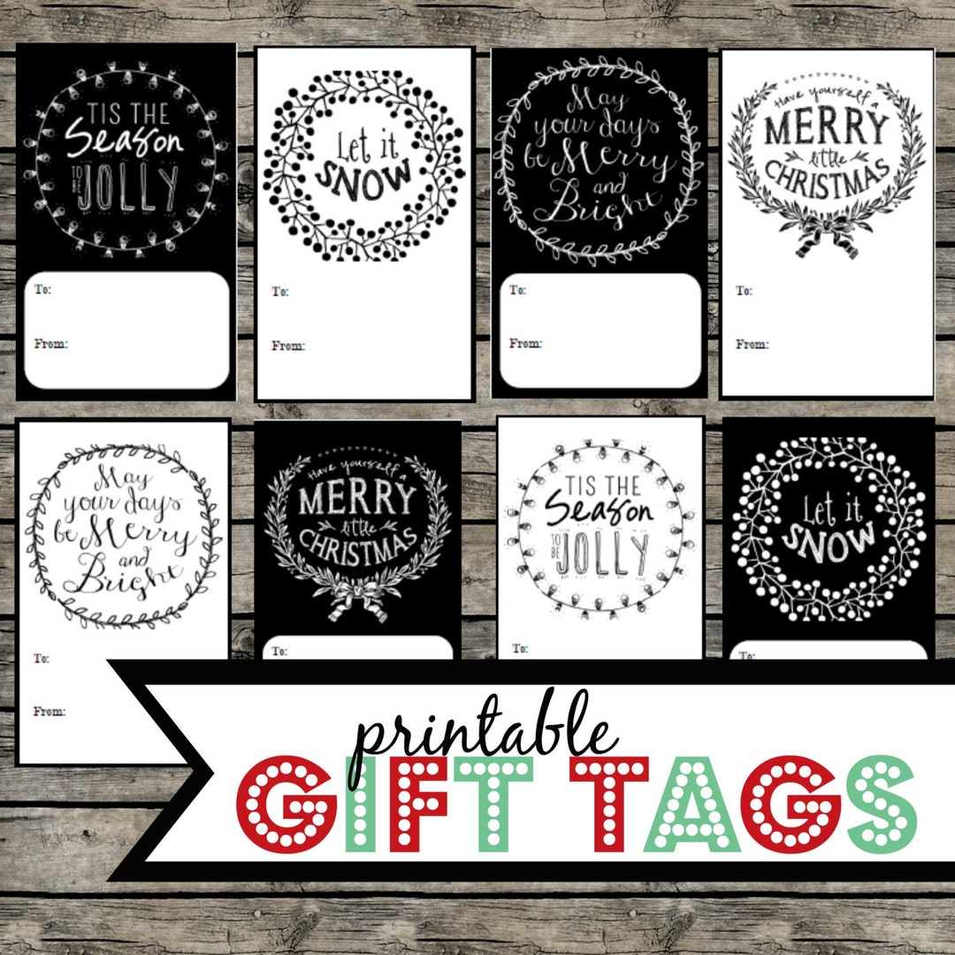 Printable Christmas Gift Tags. Holiday Gift Tags. Christmas Printable. Black and White Christmas. Elegant Holiday Printable Tags and Labels - Etsy