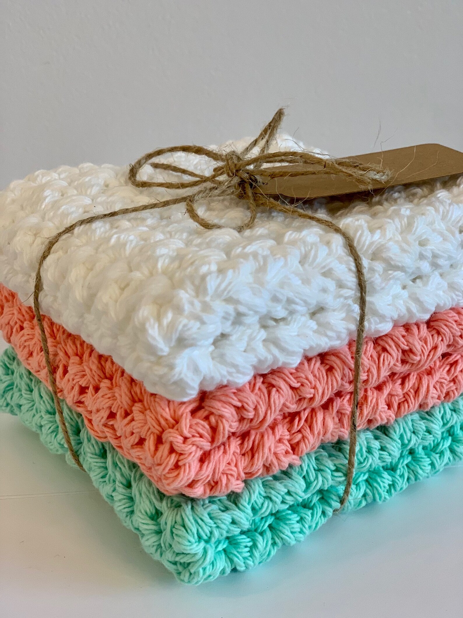 Hand Knit Washcloth 100 Cotton AllNatural Dish Cloth Etsy