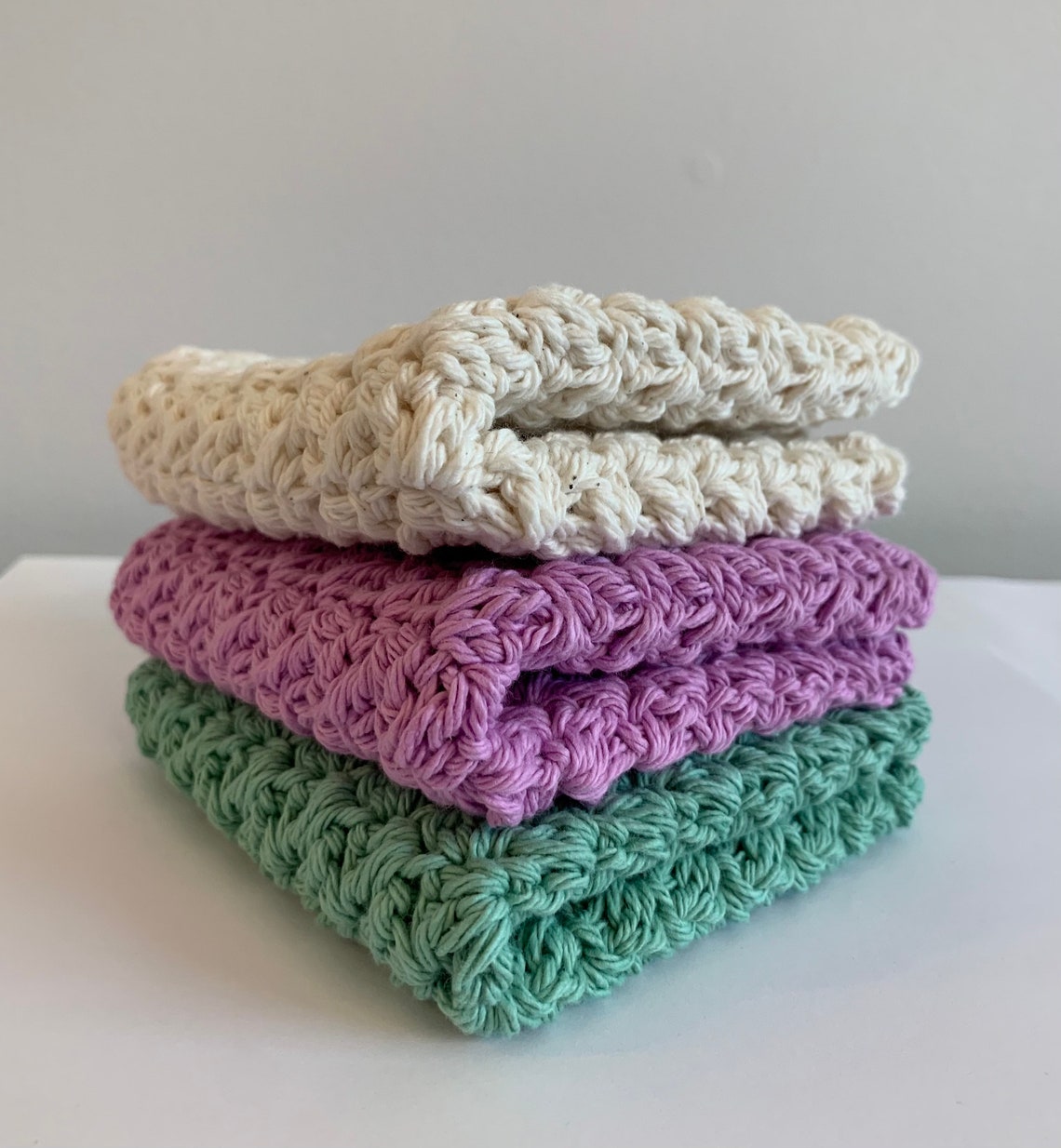 Hand Knit Washcloth 100% Cotton All-Natural Dish Cloth | Etsy