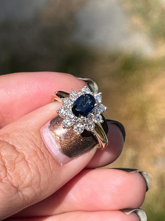 14k natural diamond & natural sapphire ring
