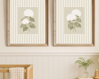 Weiße Hortensie Wall Art Prints Set: Cottagecore Dekor (Digitaler Download)