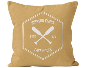 54 colors Personalized Pillow Cover, Family Name lake house decor, custom family lake throw pillow cover housewarming gift hostess gift