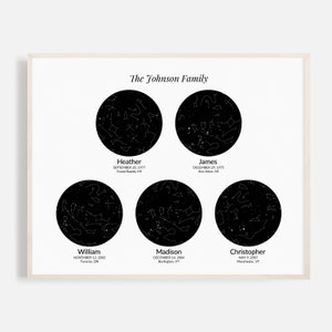 5 Kids Location Custom Star Map Fathers Day Gift Family Night Sky Wedding Anniversary Gift for Wife Husband Dad Mom Download image 1