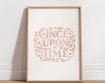 Once Upon A Time Art Print: Reading Nook Storybook Quote Wall Decor (Digital Download)