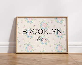 Custom Baby Name Floral Nursery Art (Digital Download)
