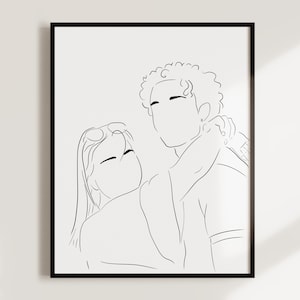 Custom Valentine's Day Gift for him or her, personalized Line Drawing Portrait, Custom Couple Portrait from Photo, Best gift for boyfriend image 4