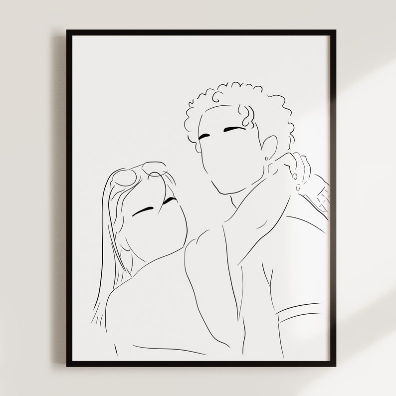 Custom Valentine's Day Gift for him or her, personalized Line Drawing Portrait, Custom Couple Portrait from Photo, Best gift for boyfriend image 4