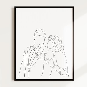 Custom Valentine's Day Gift for him or her, personalized Line Drawing Portrait, Custom Couple Portrait from Photo, Best gift for boyfriend image 6