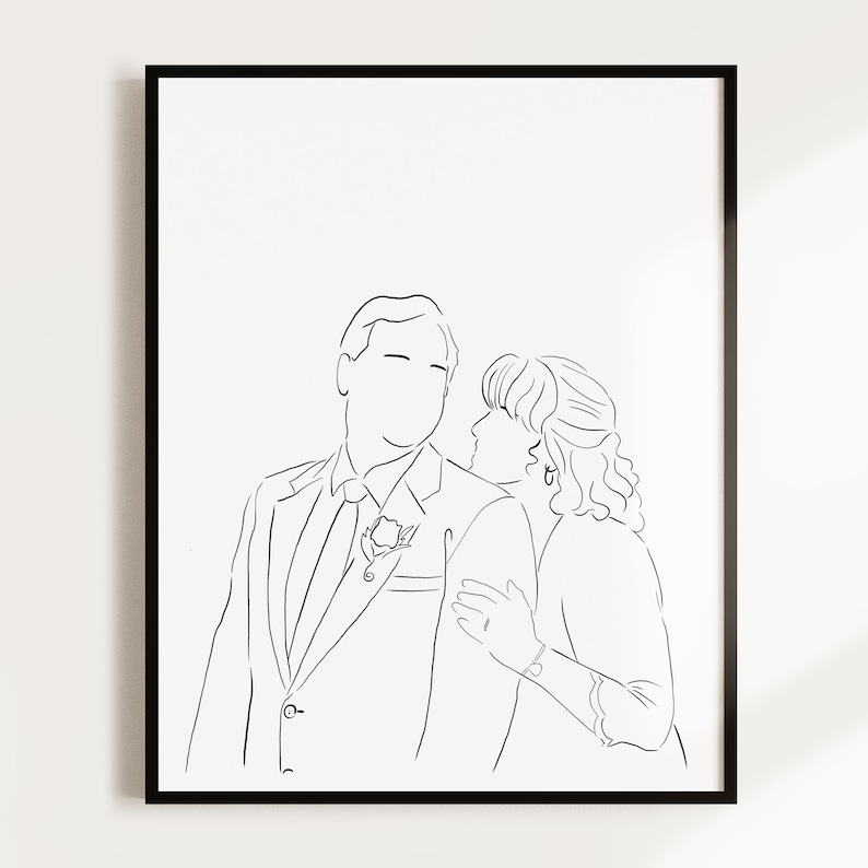 Custom Valentine's Day Gift for him or her, personalized Line Drawing Portrait, Custom Couple Portrait from Photo, Best gift for boyfriend image 6