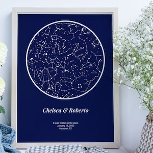 Personalized Gift Star Map, Christmas Gift Night Sky Printable, Custom Sky Chart, Engagement Wedding Gift, First Anniversary Gift