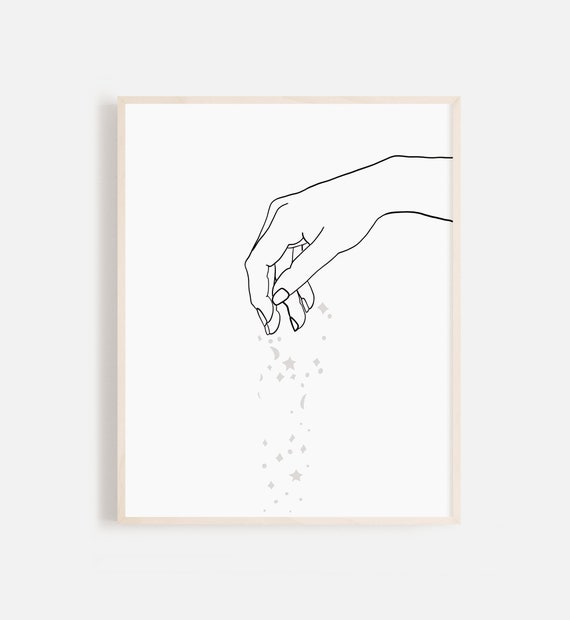 Magic Touch Celestial Hand Line Wall Art Printable Print With Etsy