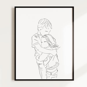 Custom Valentine's Day Gift for him or her, personalized Line Drawing Portrait, Custom Couple Portrait from Photo, Best gift for boyfriend image 10