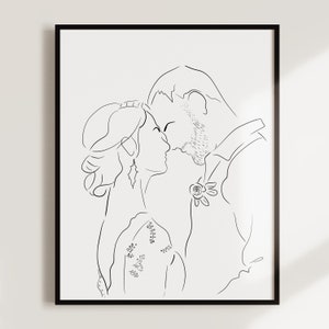 Custom Valentine's Day Gift for him or her, personalized Line Drawing Portrait, Custom Couple Portrait from Photo, Best gift for boyfriend image 5