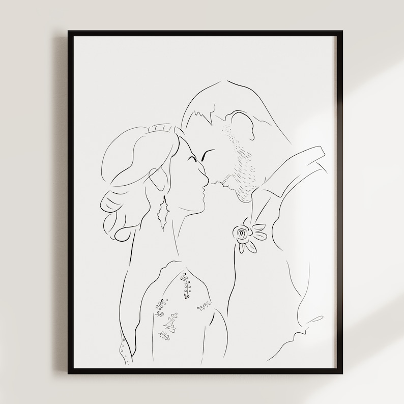 Custom Valentine's Day Gift for him or her, personalized Line Drawing Portrait, Custom Couple Portrait from Photo, Best gift for boyfriend image 5