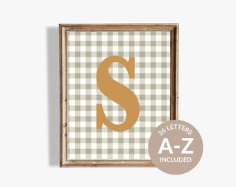 Personalized Initial Gingham Print: Sage Green Nursery Decor (Digital Download)
