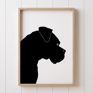 Boxer Dog digital print, vintage classic printable wall art, dog art gifts for boxer lover, boxer memorial gift, boxer loss portrait