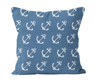 54 colors Anchor Pillow Cover, Nautical Blue Pillow Cover, Blue lake House decor, boat lover decor, boating gift, ocean house