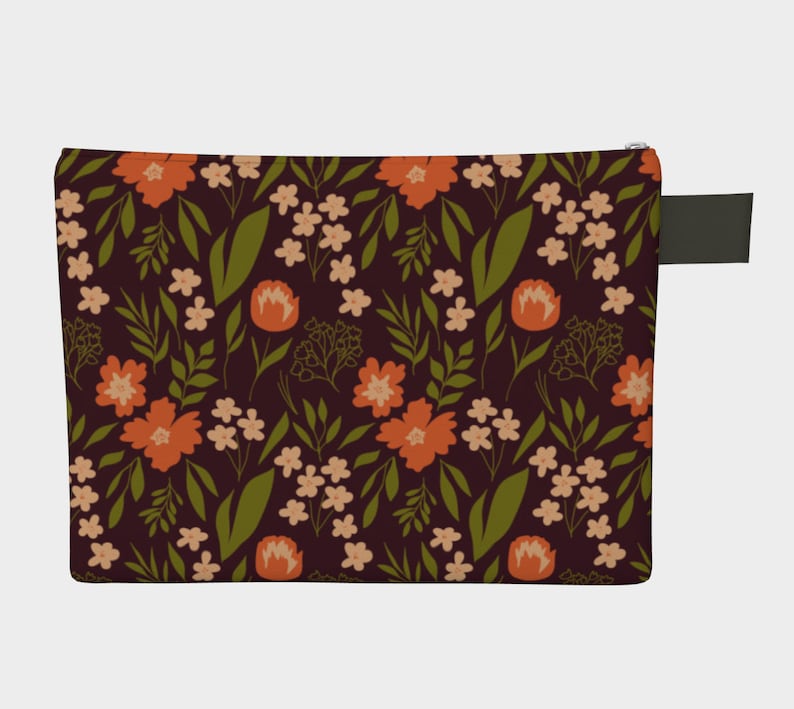Baby Diaper Tablet Bag Art Supplies Bag Gift Warm Floral Carry All Large Zipper Bag Canvas Pouch Vegan Leather Wristlet Purse Clutch