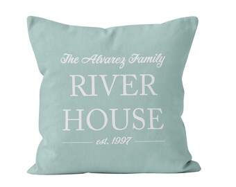 54 colors River House Gift new home owners Custom River Pillow Cover with Family name Personalized Wedding Gift Housewarming Gift decor