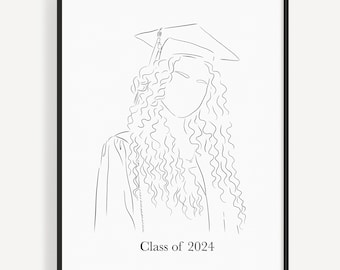 custom graduation portrait, personalized high school or college student graduation ceremony keepsake gift from parents