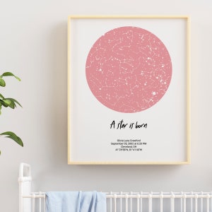 Neues Baby Geschenk benutzerdefinierte Sternkarte druckbare, Geburtsankündigung Taufe Geschenk für Patentochter von Patin Nichten Eltern