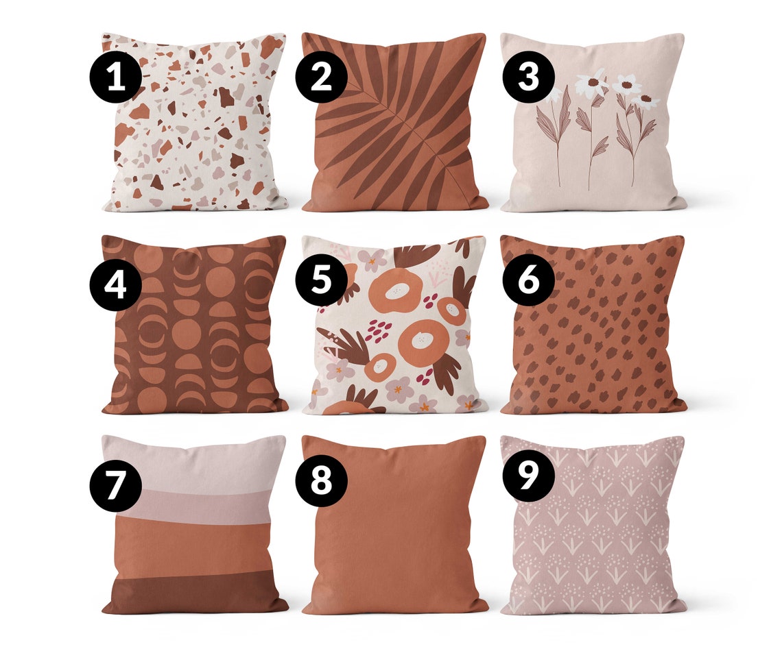 Earth Tones Throw Pillow Cover Set in Terracotta Brown Orange Etsy