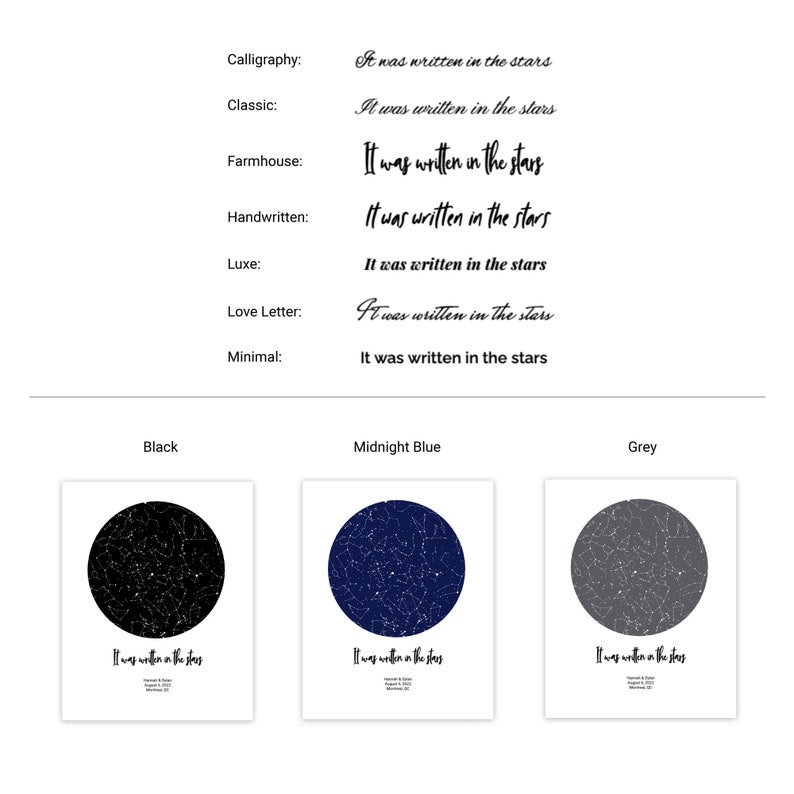 Carte des étoiles personnalisée par date Cadeau de Saint-Valentin imprimable pour lui ou son tableau des constellations Ciel nocturne Fichier de téléchargement numérique personnalisé image 2