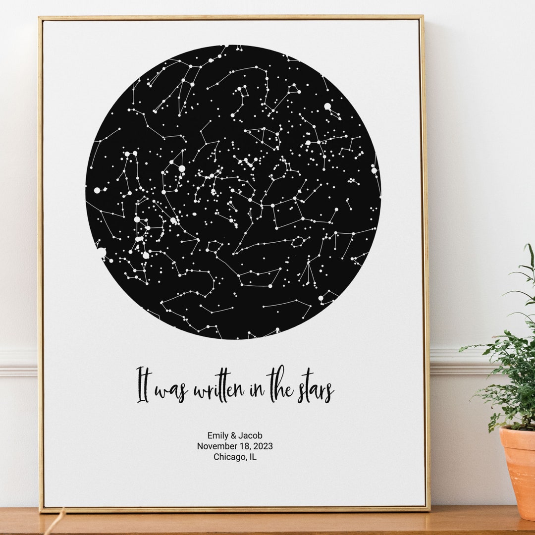 Custom Star Map by Date Printable Valentines Day Gift for Him or Her ...