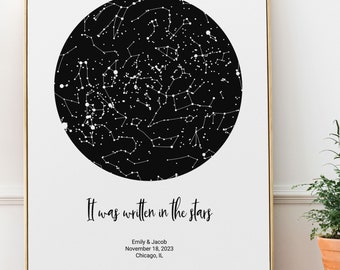 Custom Star Map by Date Printable Valentines Day Gift for Him or Her Constellations Chart Night Sky Personalized Digital Download File