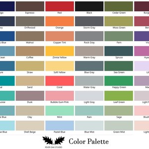 a color chart of different shades of paint