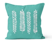 Fern Leaves Pillow Cover, rustic decor, turquoise pillow cover, foliage pillow cover decor, branch pillow cover, botanical pillow cover