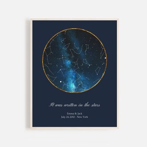 Cadeau d'anniversaire d'un an pour petit ami, meilleur cadeau pour couple, carte des étoiles personnalisée, cadeau de Saint-Valentin pour lui, cadeaux de 5e anniversaire pour couple