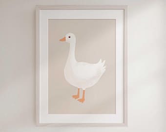 Goose Nursery Print: Beige Cottagecore Wall Art (Digital Download)