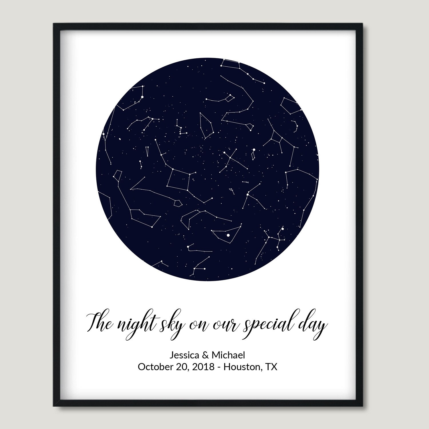 The Sky On A Specific Date Digital Custom Star Map By Date Wedding First Anniversary Gift | Etsy  Australia
