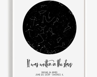 Custom Star Map by date, Valentine's Day or Anniversary Gift, Most Romantic Gift for Him or Her, Personalized Night Sky Print