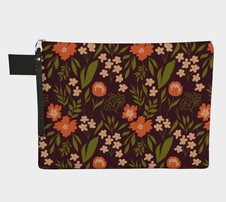 Baby Diaper Tablet Bag Art Supplies Bag Gift Warm Floral Carry All Large Zipper Bag Canvas Pouch Vegan Leather Wristlet Purse Clutch
