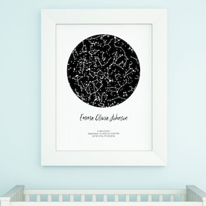 Mappa stellare personalizzata stampabile regalo per neonato per neomamma laurea festa del papà regalo di anniversario di matrimonio grafico del cielo notturno digitale