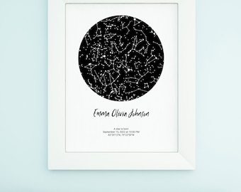 Custom Star Map Print | Personalized New Baby Constellation Gift (Digital Download)