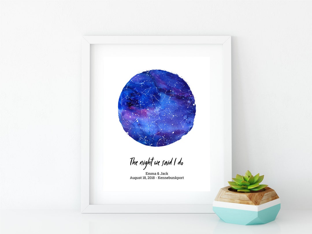 Watercolor Custom Star Map Printable Digital File Best Valentines Gift ...