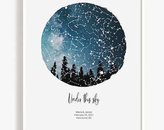 Custom Star Map Printable, Under This Sky Anniversary Gift, Night Sky Star Map gift, Unique Wedding Gift, Thoughtful Personalised Gift