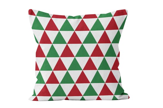red green white christmas throw pillow cover triangles etsy red green christmas