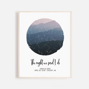 Mapa del cielo nocturno personalizado, regalo de mapa estelar, regalo de compromiso de boda, estrellas de astronomía espacial, ideas de regalos personalizados para imprimir usted mismo