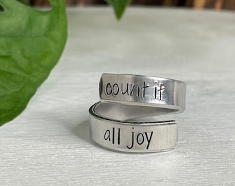 Count It All Joy Ring | James 1:2 | Scripture Ring | Christian Jewelry | Bible Study Gift | Christian Gift for Women | Scripture Jewelry |