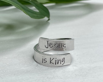 Jesus is King Ring | Scripture Ring | Christian Friend Gift | Bible Study Group Gift | Christian Girl Gift | Scripture Jewelry |