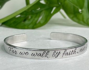 Walk By Faith Not By Sight | 2 Corinthians 5:7 | Scripture Bracelet | Christian Gift for Her | First Communion | Confirmation | Baptism Gift