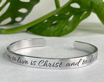 For To Me, To Live Is Christ and To Die Is Gain | Philippians 1:21 | Christian Gift | Scripture Bracelet | Baptism Gift | First Communion
