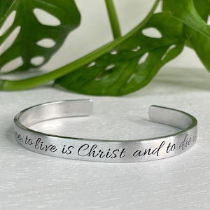 For To Me, To Live Is Christ and To Die Is Gain | Philippians 1:21 | Christian Gift | Scripture Bracelet | Baptism Gift | First Communion