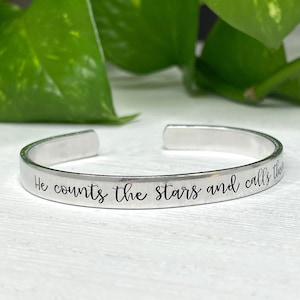 Psalm 147:4 | He Counts the Stars and Calls Them By Name | Scripture Bracelet | Christian Gift | Prophetic Jewelry | Baptism Gift