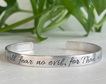 I Will Fear No Evil, For Thou Art With Me | Psalm 23:4 | Psalm 23 Bracelet | Scripture Bracelet | Christian Gift | Confirmation Gift