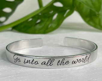 Go Into All The World | Mark 16:15 | Missionary Gift | Mission Trip | Scripture Bracelet | Confirmation | Baptism Gift | Seminary Graduation